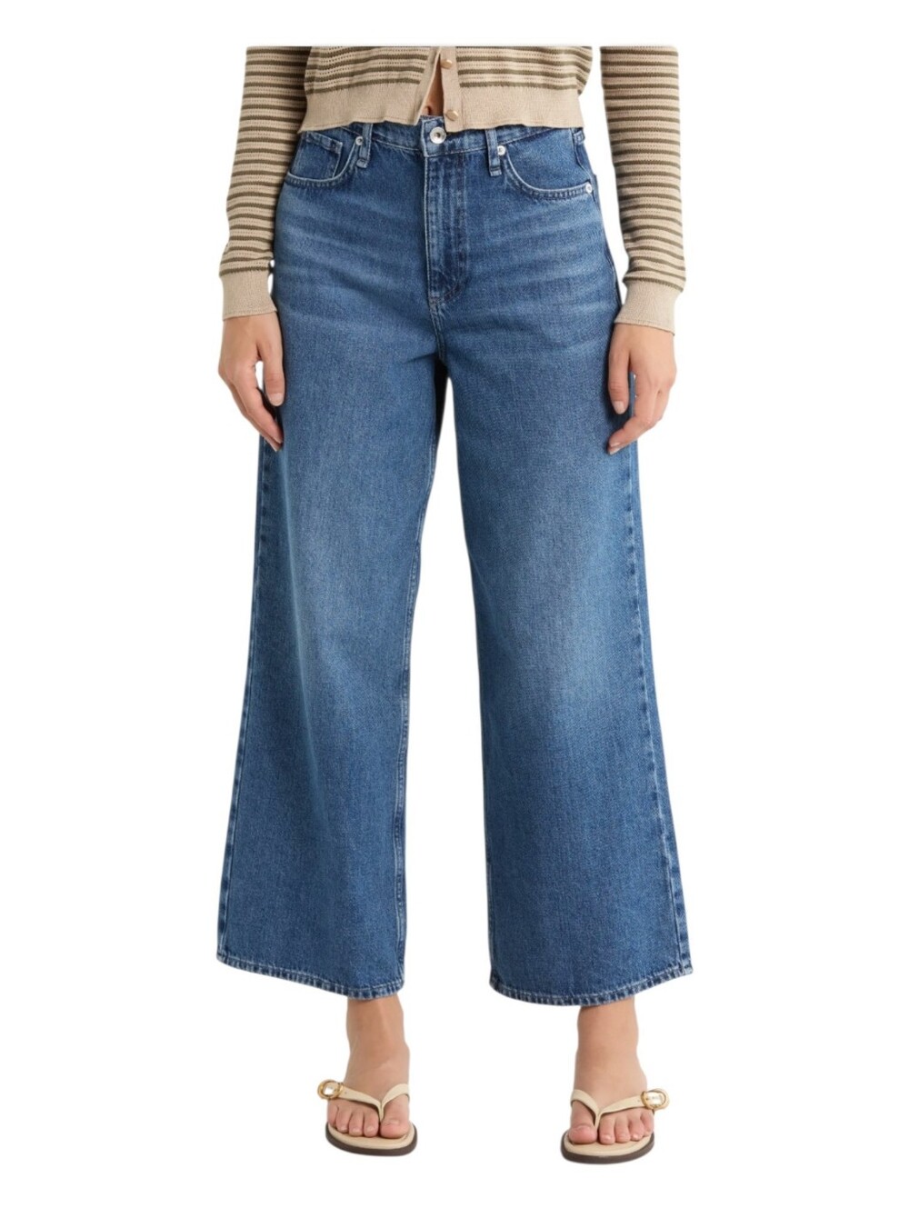 Rag & Bone Womens Lowry Wash Annie Wide Leg Ankle Length Denim Jeans Size 32